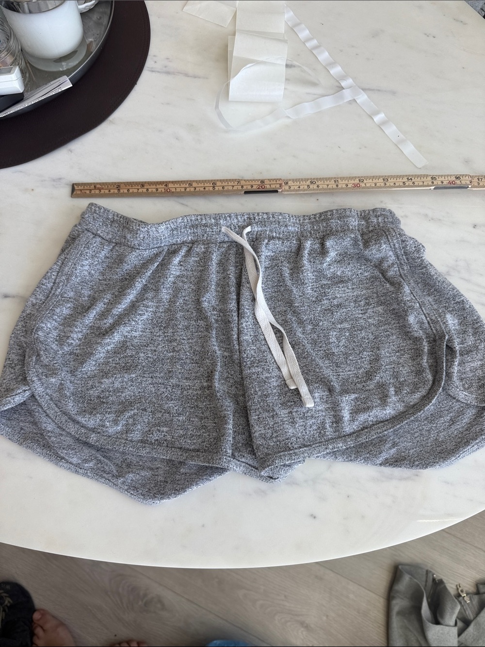 TNA Gray Heather Athletic Lounge Shorts with White Drawstring